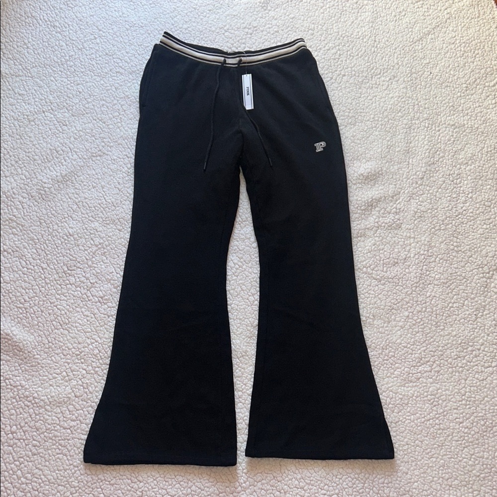 PINK Victoria's Secret Black Joggers with Striped Waistband
